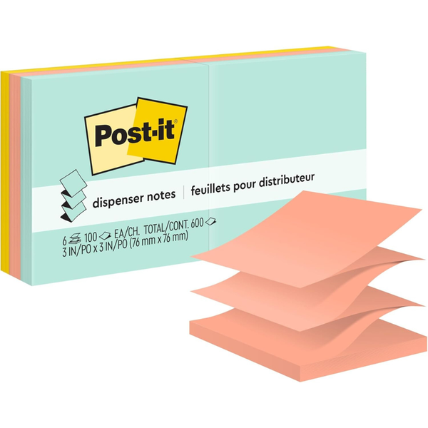 3M Post-it Pop-Up Accordion Style 6 Pads 3'' X 3'' Sticky Notes
