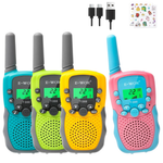 4-Pack 3KMS Long Range Rechargeable Kids Walkies Talkie