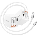 84W Retractable Wall Charger With Dual Built-In Cables