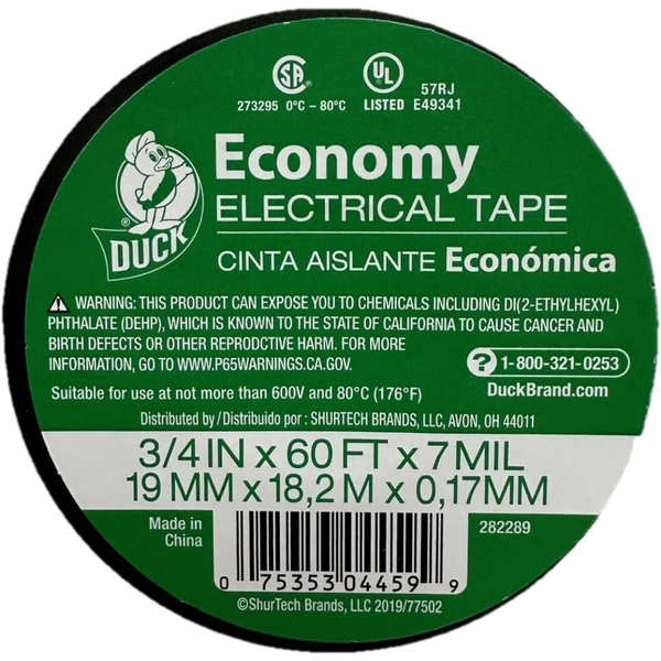 Duck Brand 3/4" By 60ft Single Roll Auto Electrical Tape