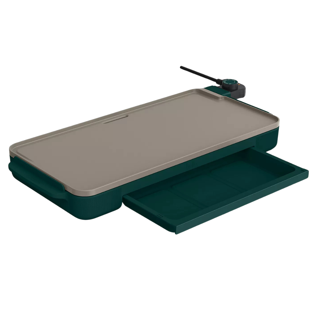Bella 10" X 20" Griddle With Warming Tray (Forest Green)