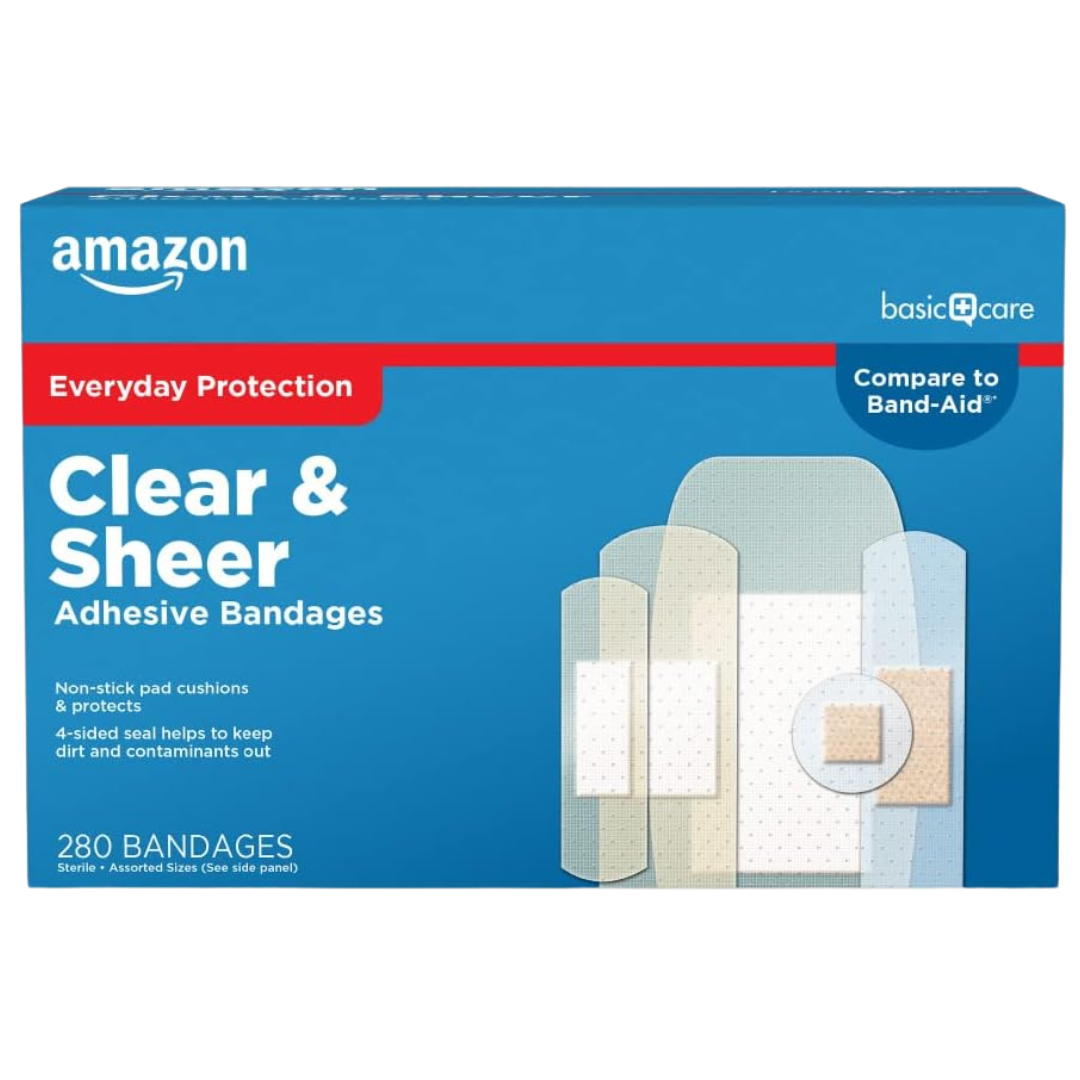280-Count Amazon Basic Care Sheer And Clear Adhesive Bandages