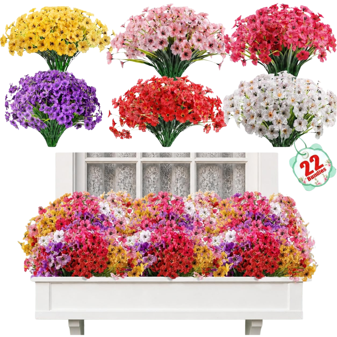 22 Bundles Outdoor Artificial Faux Silk Flowers (Various)