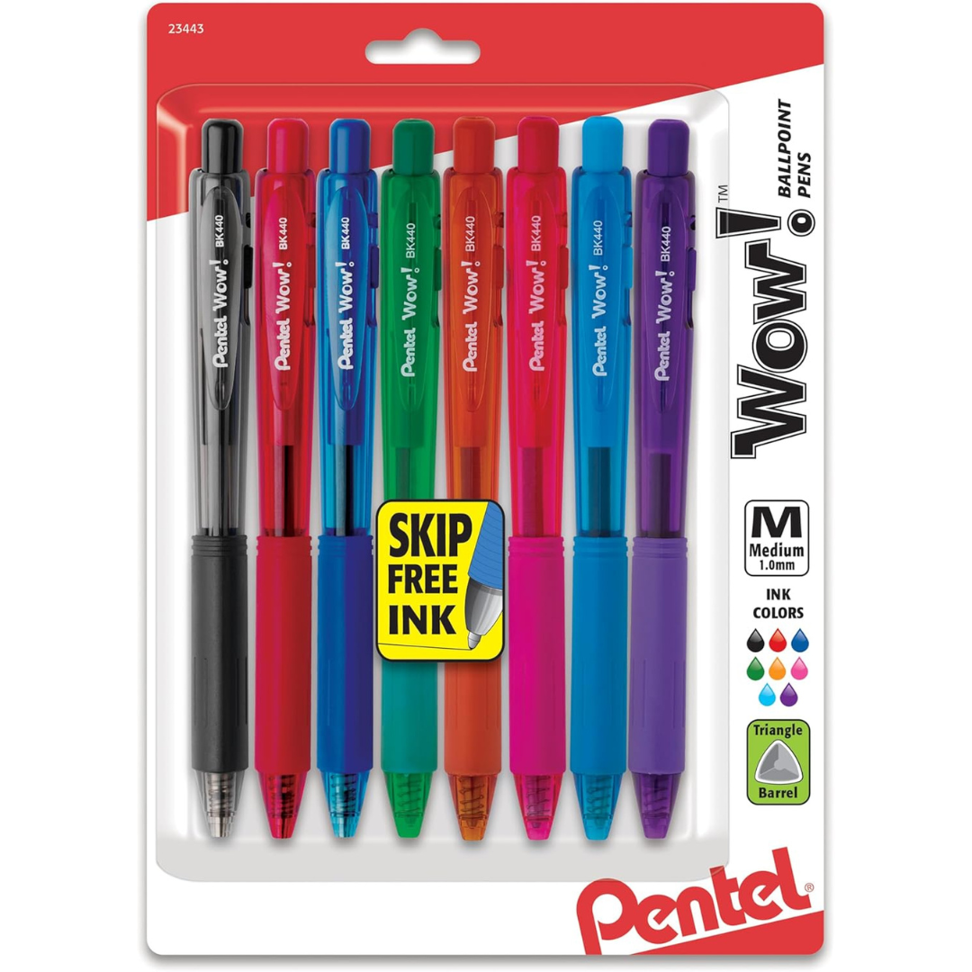 8-Pack Pentel Wow! Ballpoint Pens (Assorted Ink Colors)