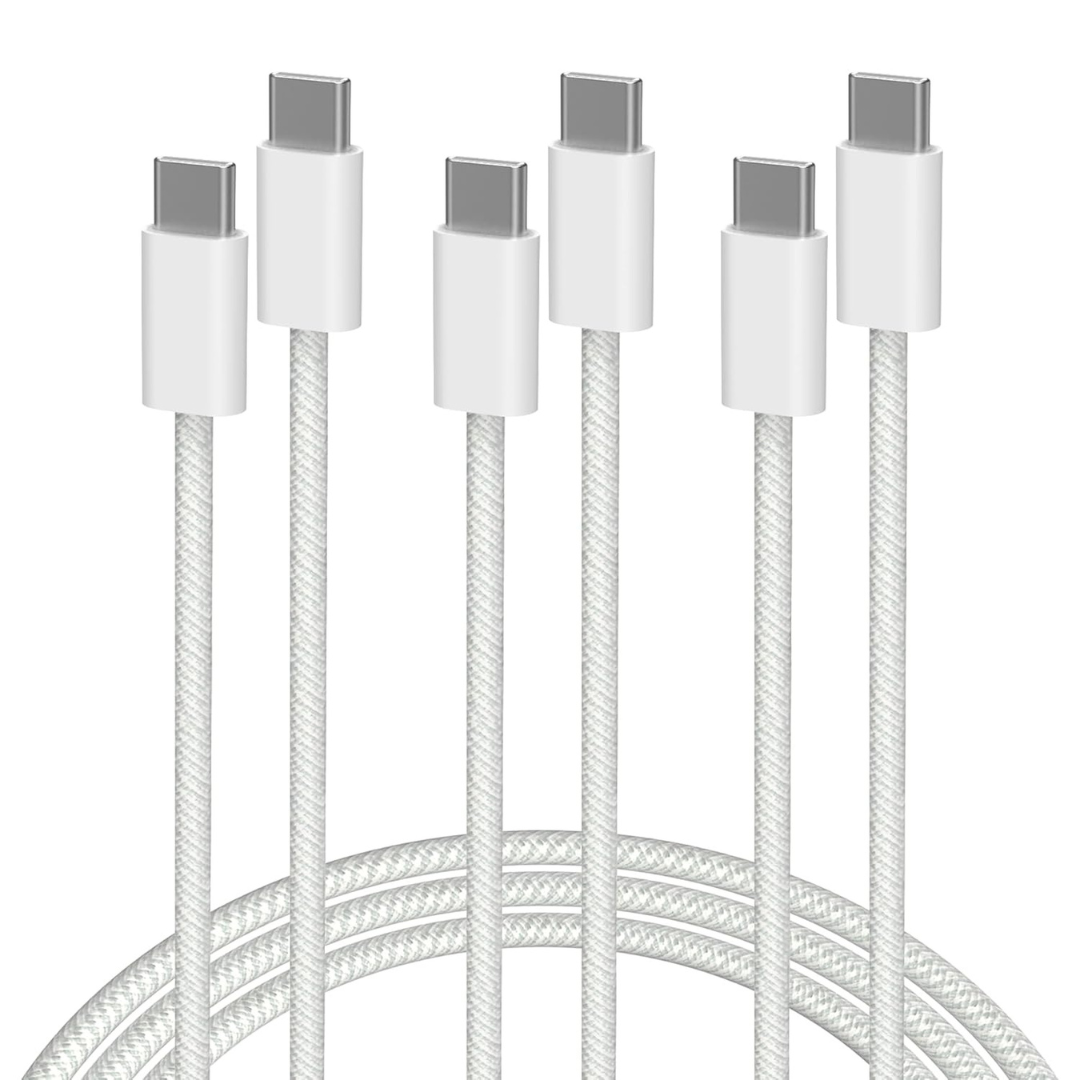 3-Pack 60W Type C Nylon Braided Charging Cord