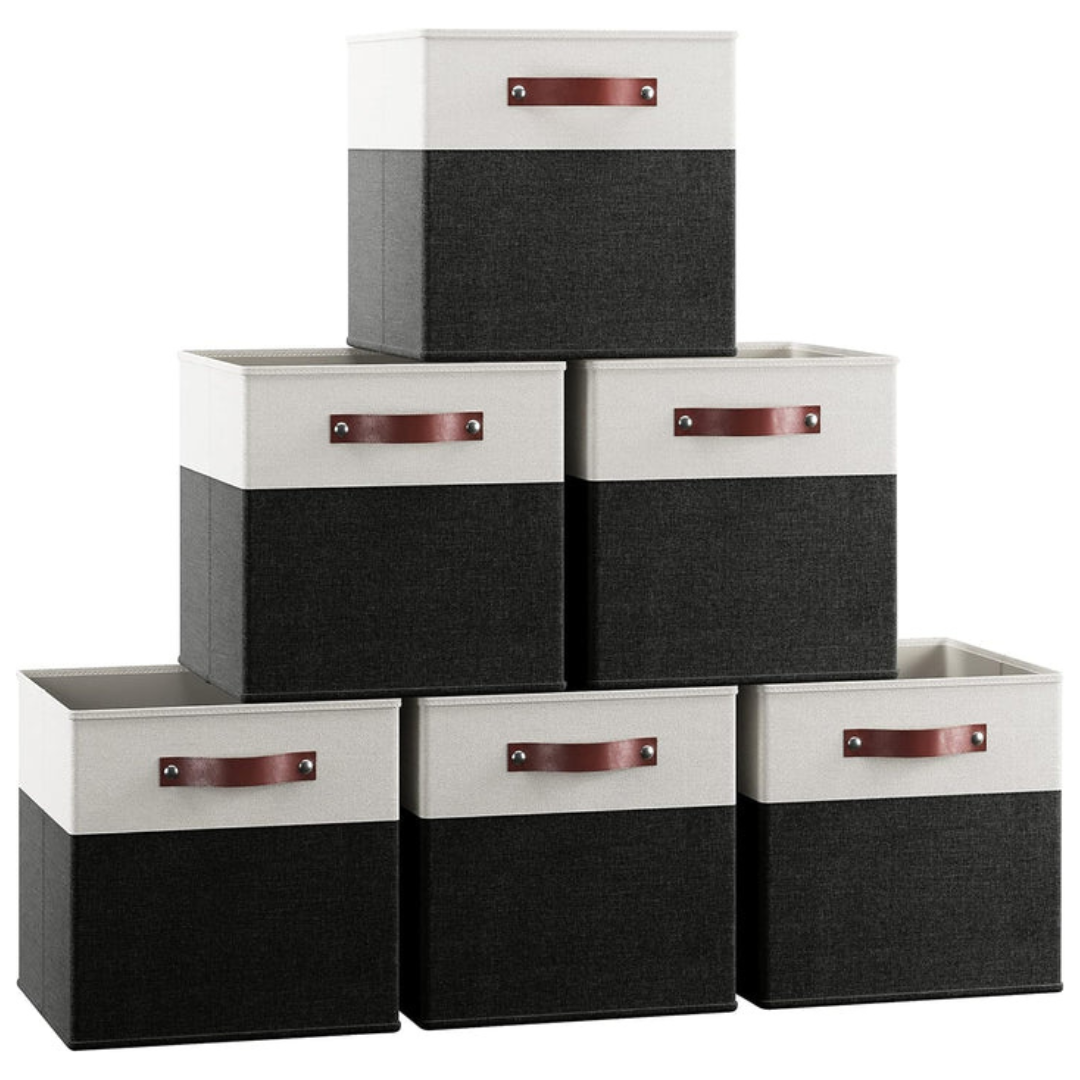 6-Pack Ornavo Home Linen Fabric Storage Cube Bin