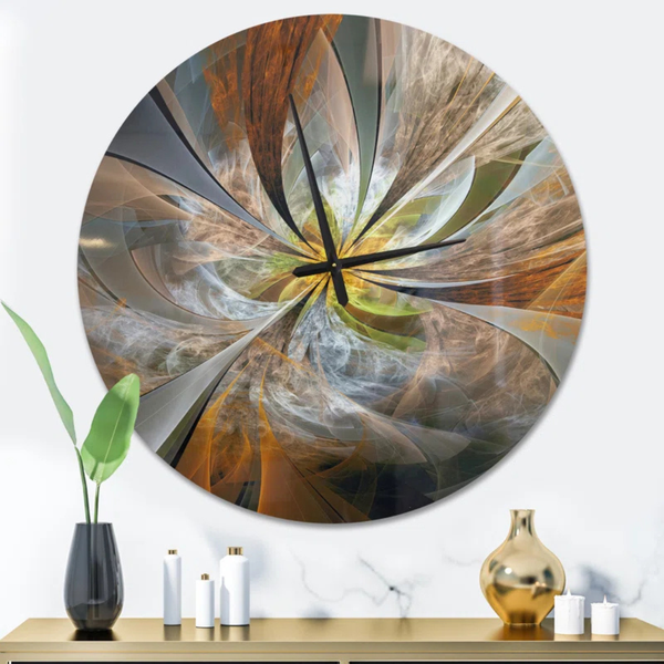 East Urban Home Symmetrical Fractal Flower Modern Wall Clock