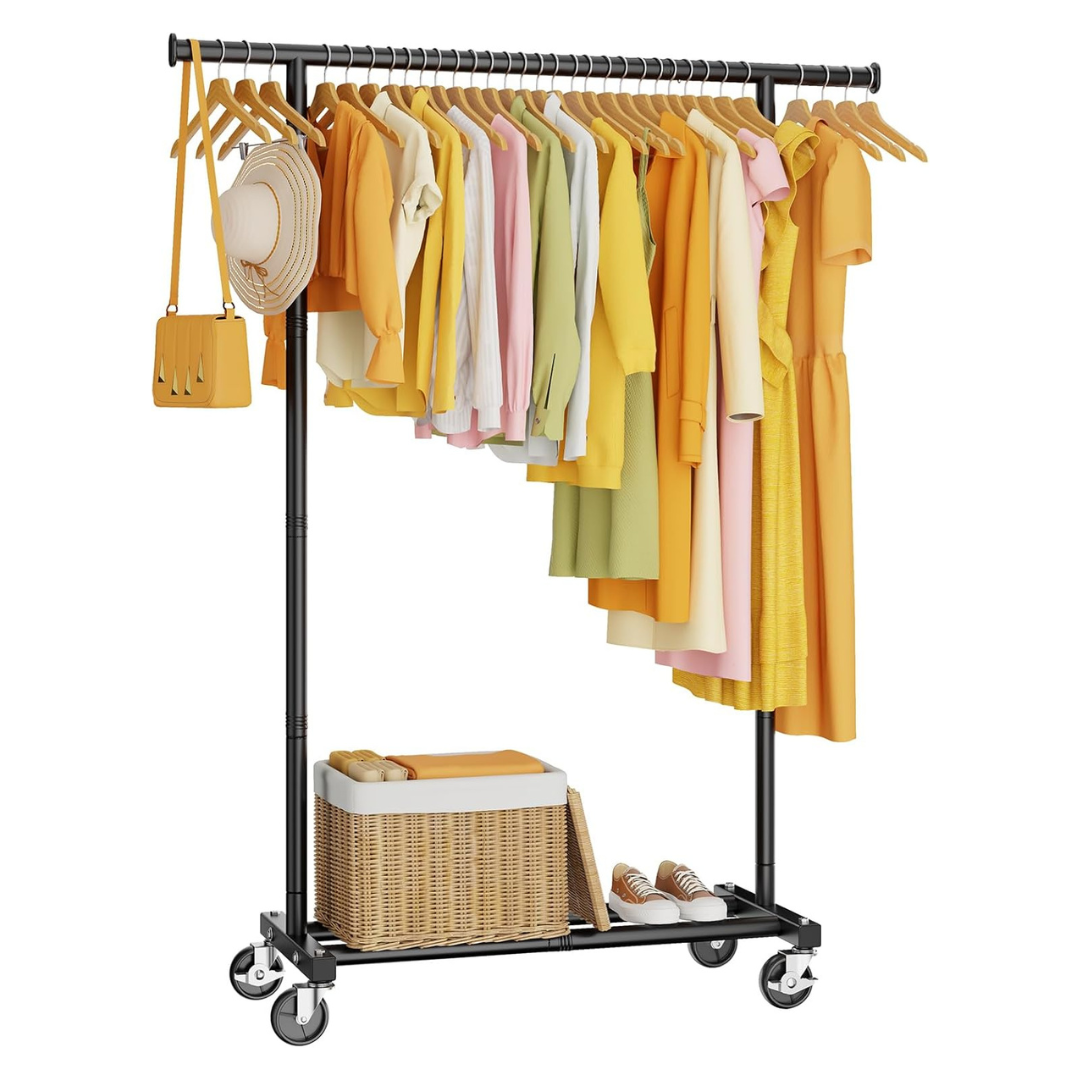 Hyseyy Metal Rolling Clothing Rack (Black)