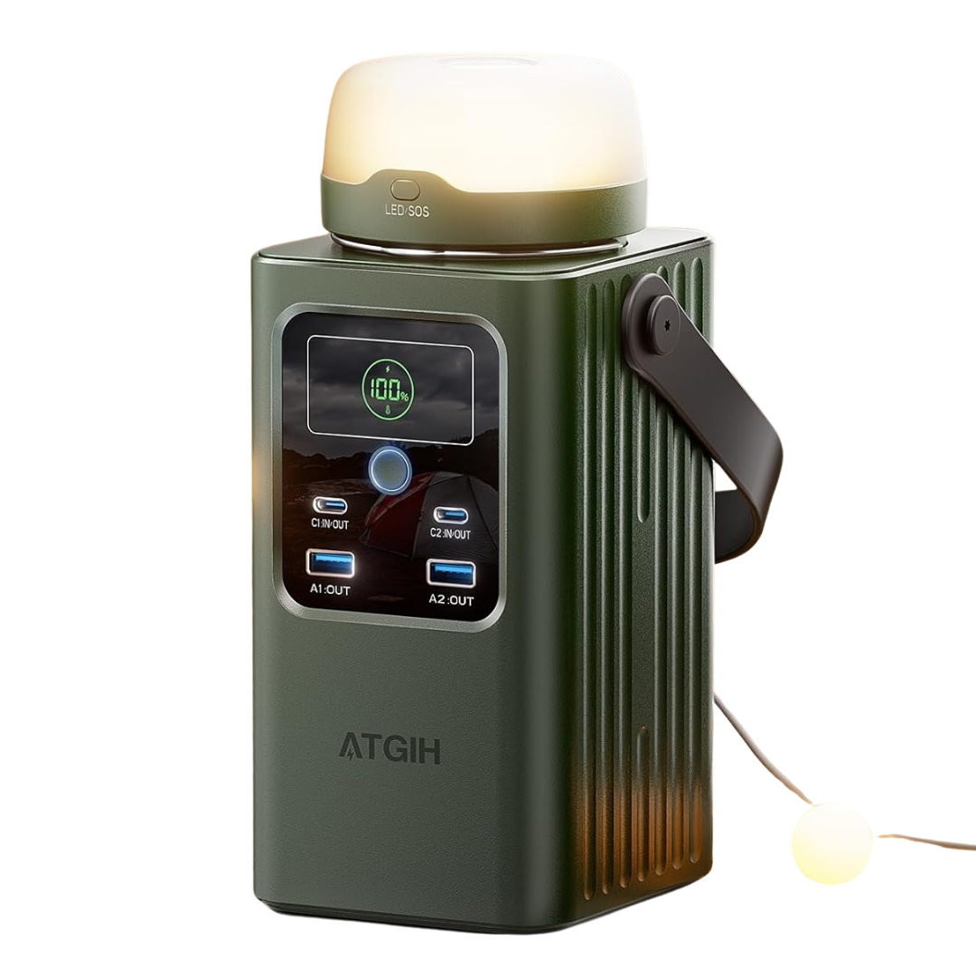 ATGIH 100W Portable Power Station W/ LiFePO4 Battery & Detachable Light