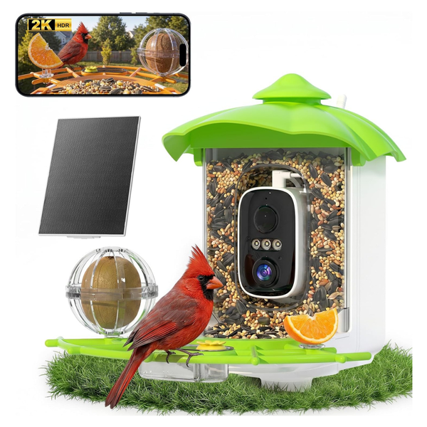 2K AI Identify HD Solar Bird Feeder With Camera (Green & Blue)