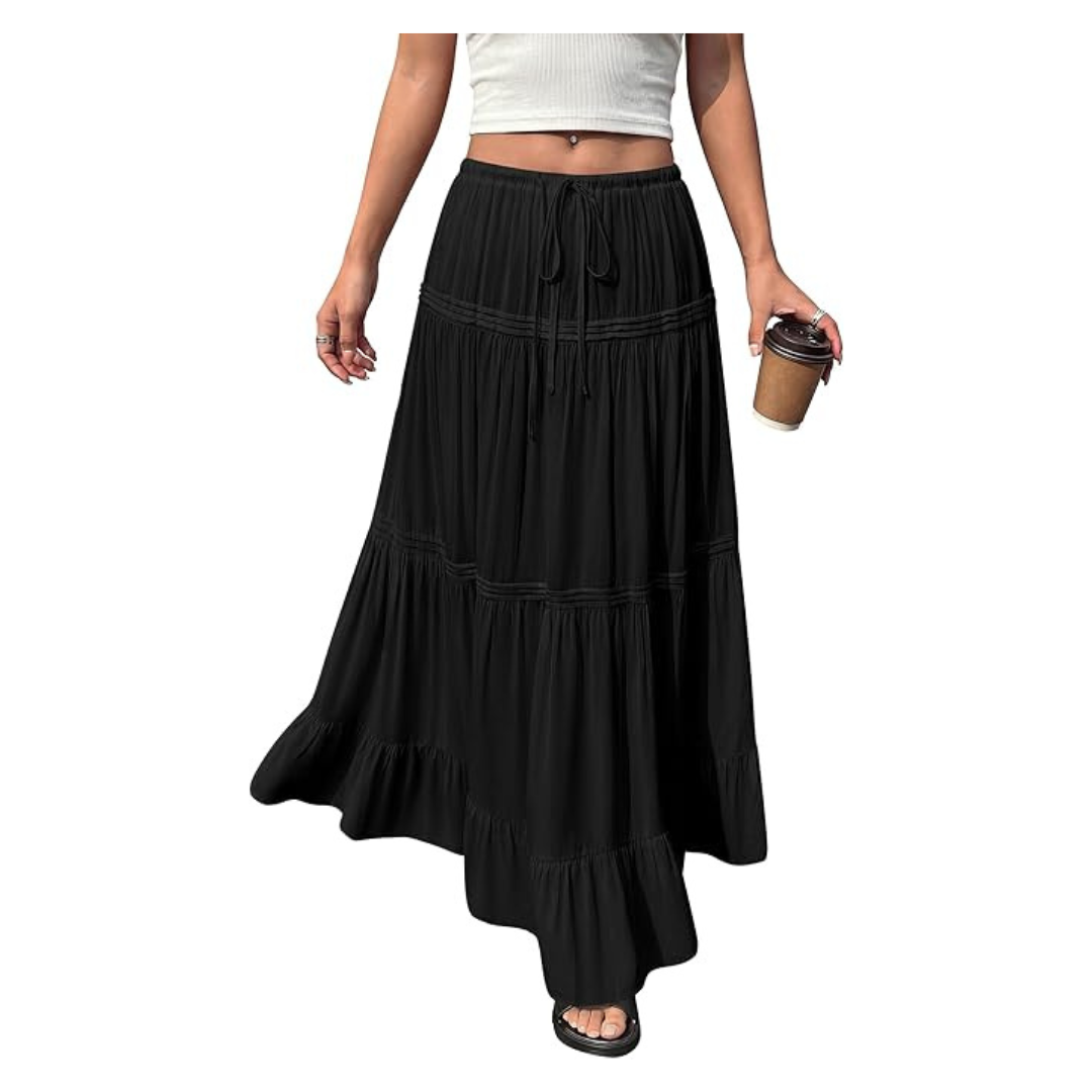 Women's Boho Flowy Pleated Maxi Skirts