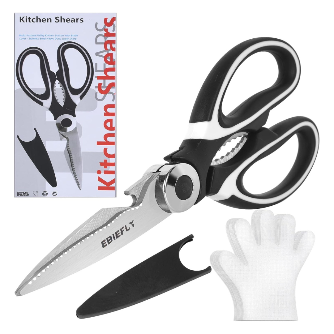 Kitchen Multipurpose Scissors + 100-Piece Plastic Gloves
