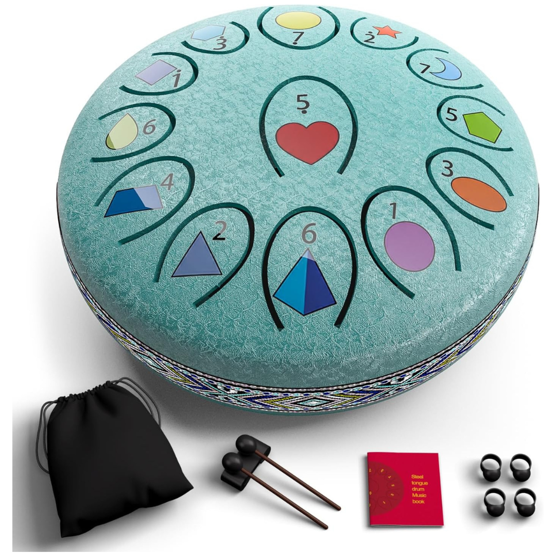 REGIS 6.8" 13-Note Meditation Steel Tongue Rain Drum (Malachite)
