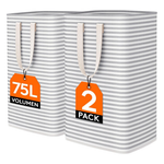 2-Pack 75L Freestanding Clothes Hamper With Carry Handle