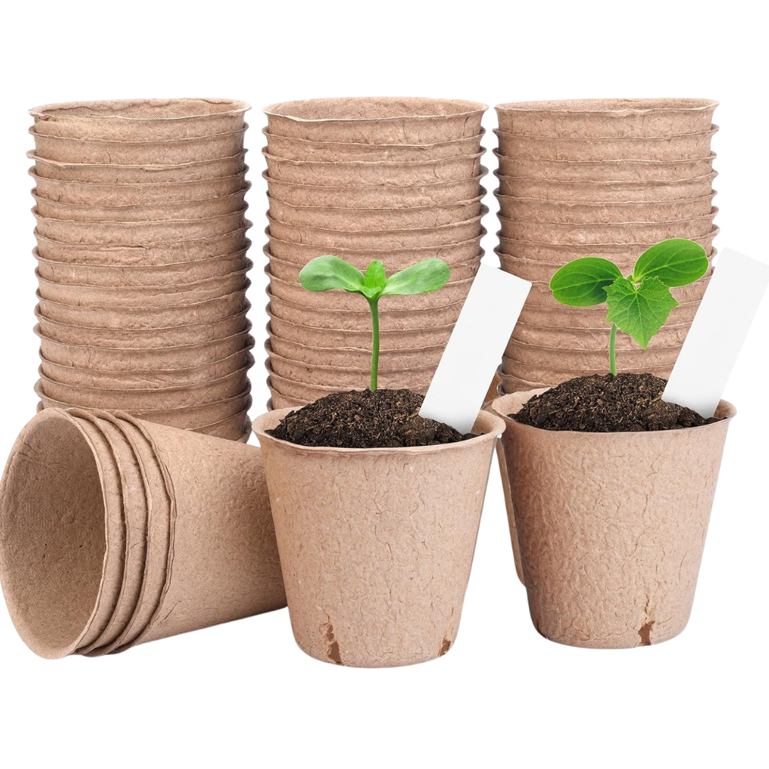 40-Pack 3.15" Biodegradable Nursery Pots With 10 Plant Labels
