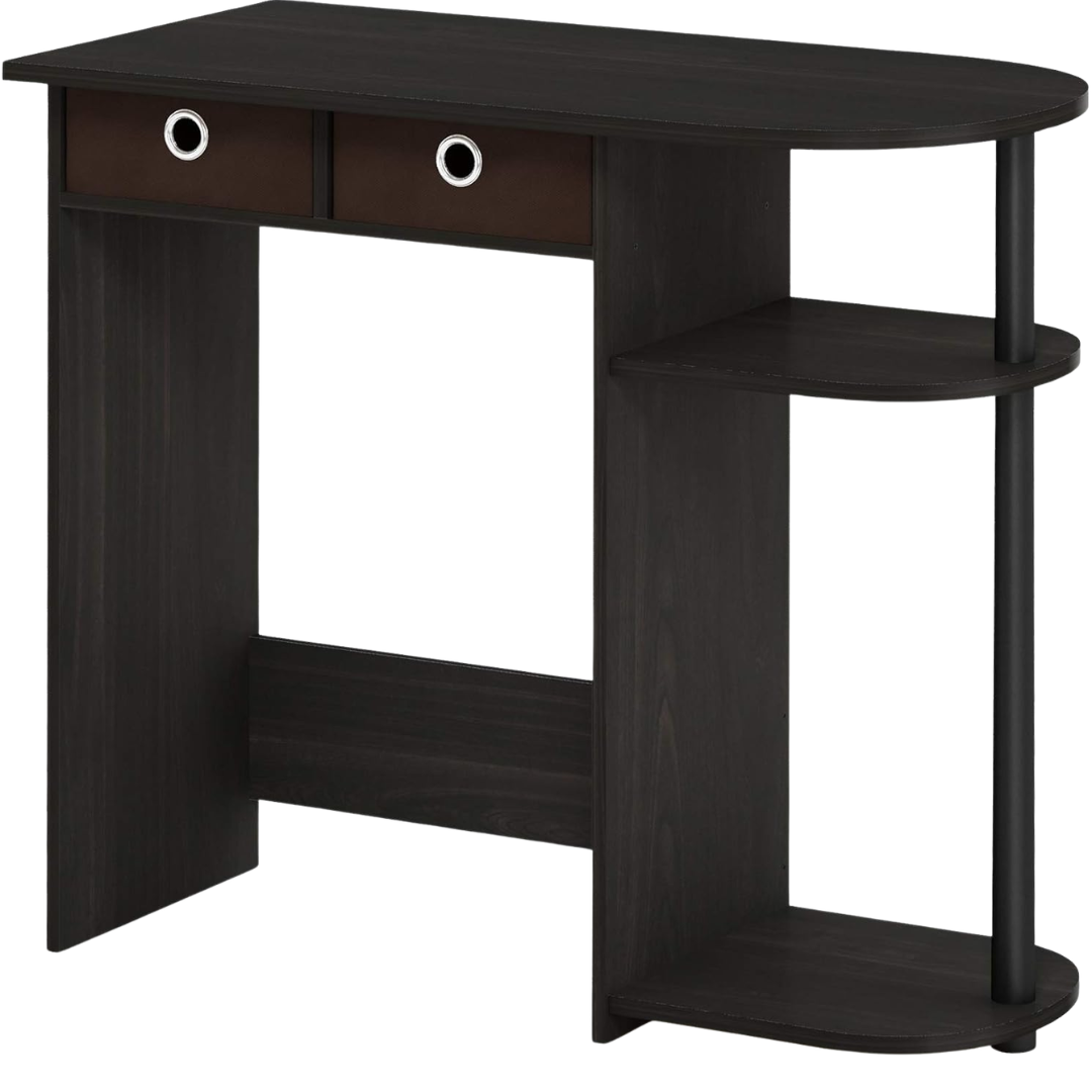31.5" Furinno Wide Gaming Desk With 2 Side Shelves And Storage Bins