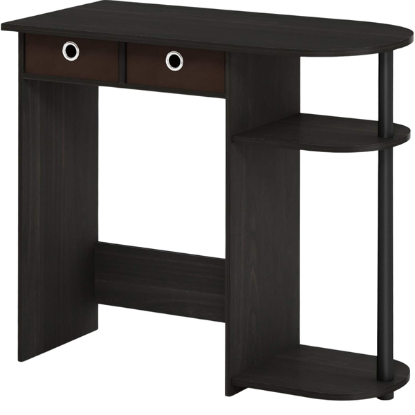 31.5" Furinno Wide Gaming Desk With 2 Side Shelves And Storage Bins
