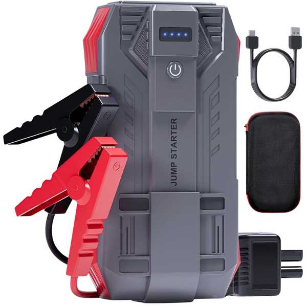 4000A 12V Portable Car Battery Jump Starter W/ Flashlight & Jumper Cable