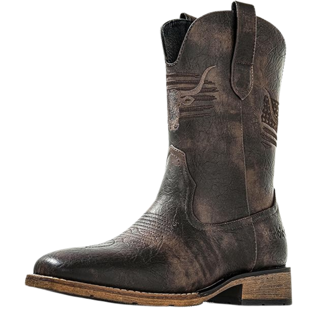 MacePhenoMelon Men's Square Toe Cowboy Boots (3 Colors)
