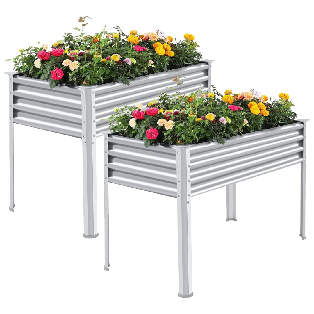 2-Pack Land Guard Galvanized Raised Garden Bed (48" X 24" X 32")
