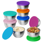 Set Of 8 2.5oz Stainless Steel Food Container W/ Silicone Lids (Various)