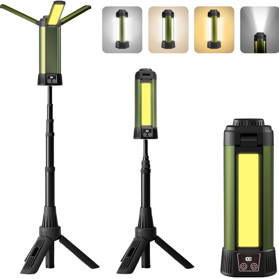 Cordless 3 Page Head Rechargeable Camping Light With Stand