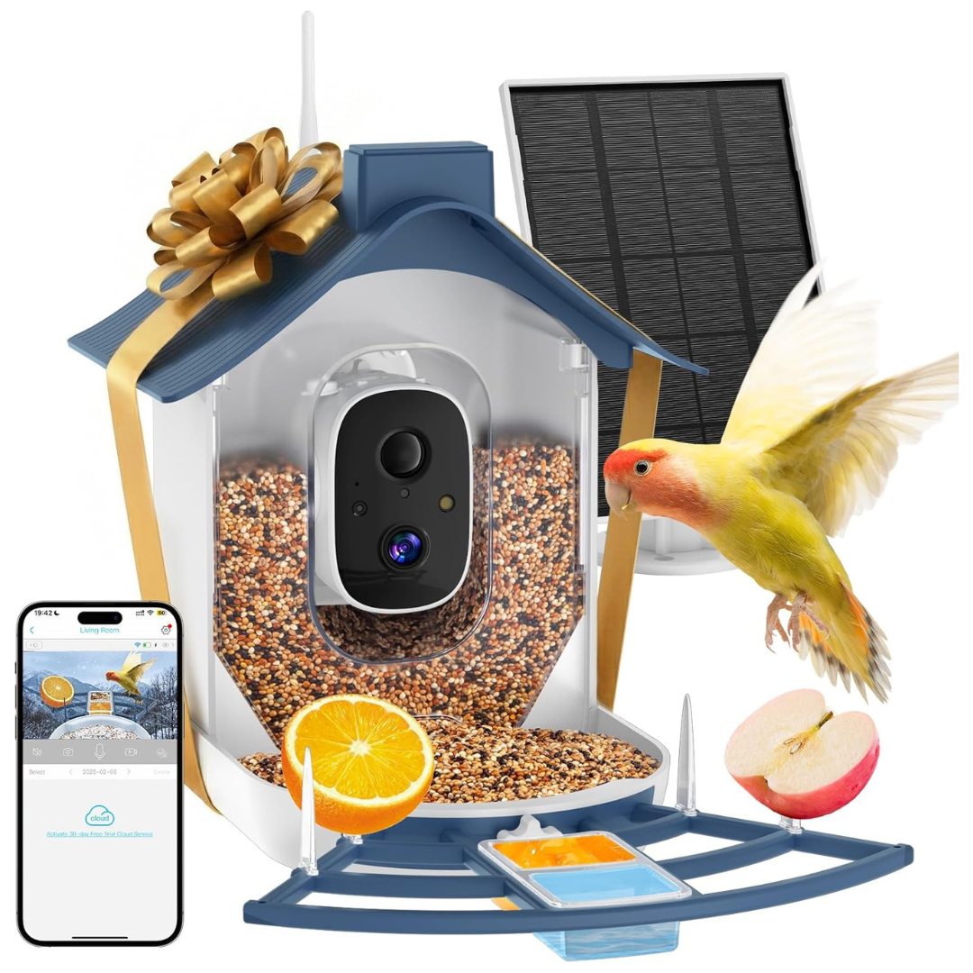 Azonanor Solar-Powered Smart Bird Feeder Camera W/ AI Bird Identification
