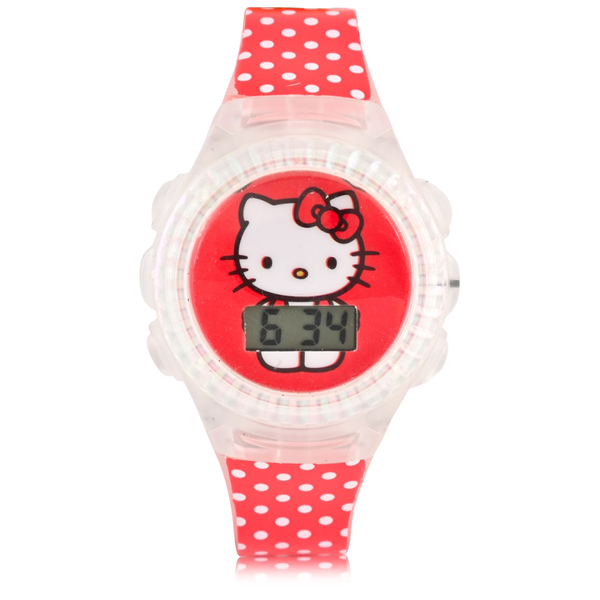 Hello Kitty Kids Flashing Lights LCD Watch with Printed Strap