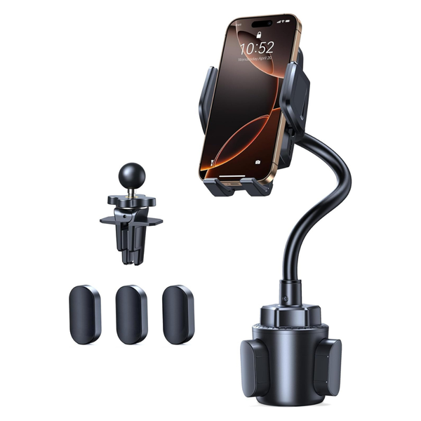 TECKNET Car Cup Phone Holder W/ Adjustable Gooseneck & Air Vent Mount (Black)
