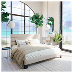 Elison Platform Bed With Fabric Upholstered Headboard And Wooden Slats