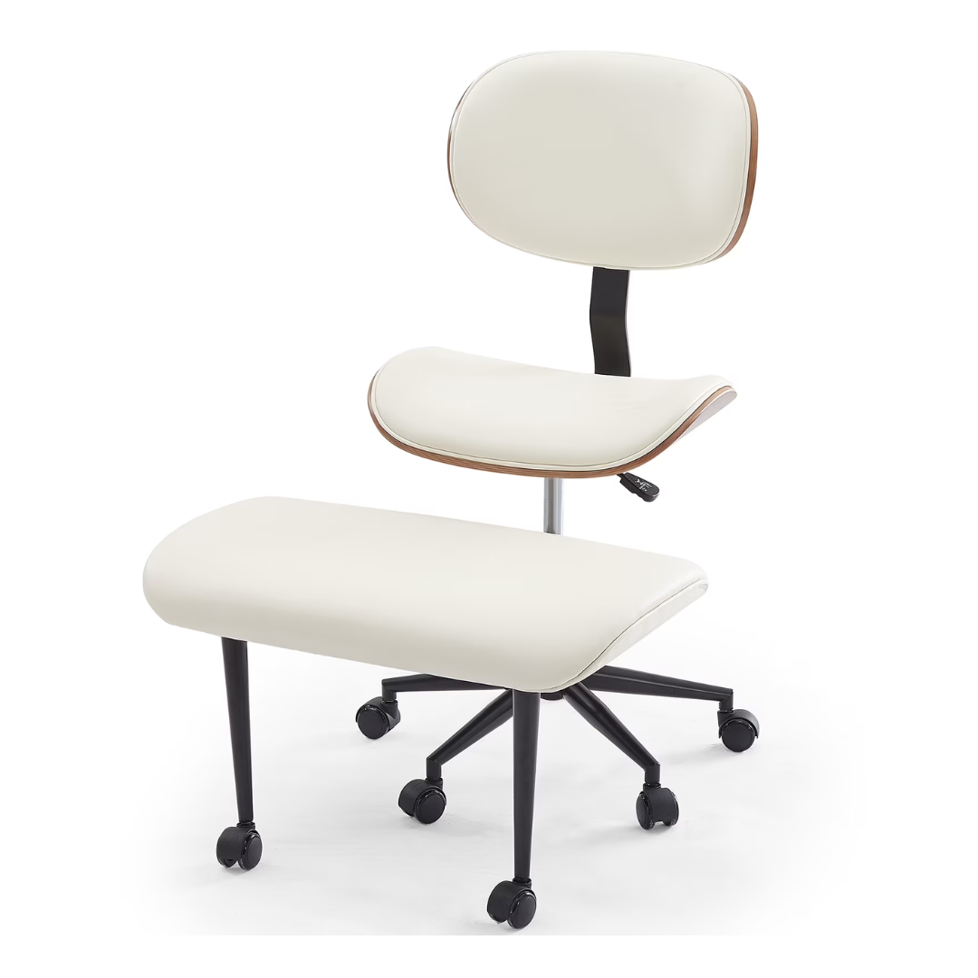 Bestier Ergonomic Cross-Legged Office Chair (White)