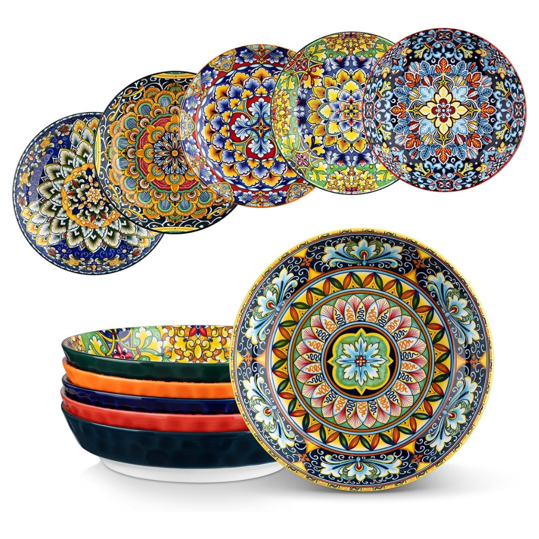 6-Piece 32-Oz Ceramic Pasta Bowls Set