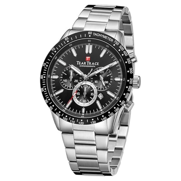 Men's Fashion Waterproof Chronograph Watch With Stainless Steel Strap