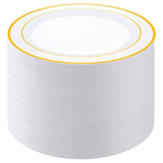 100-Piece PULOTE 10" Disposable Plastic Dinner Plates (Gold Or Silver)