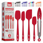 5-Piece Kaluns BPA-Free Silicone Spatula & Tong Set (Red)