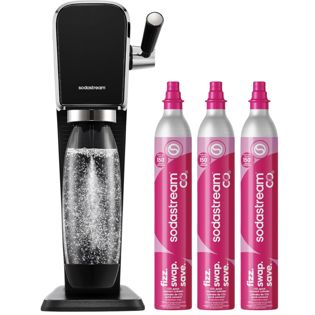 SodaStream Art Sparkling Water Maker Bundle W/ 3-Pack CO2 & Carbonating Bottle