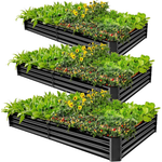 3-Pack Land Guard Galvanized Metal Raised Garden Bed (6x3x1ft)