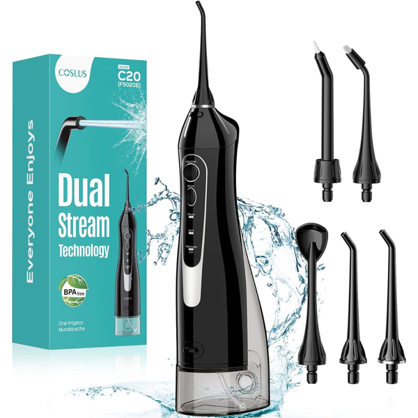 Coslus C20 Rechargeable Portable Water Dental Flosser (Black)