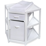 Badger Basket Diaper Corner Baby Changing Table with Hamper (White)