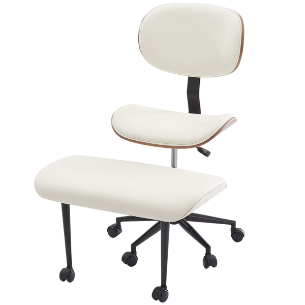 Bestier Ergonomic Cross-Legged Office Chair (White)