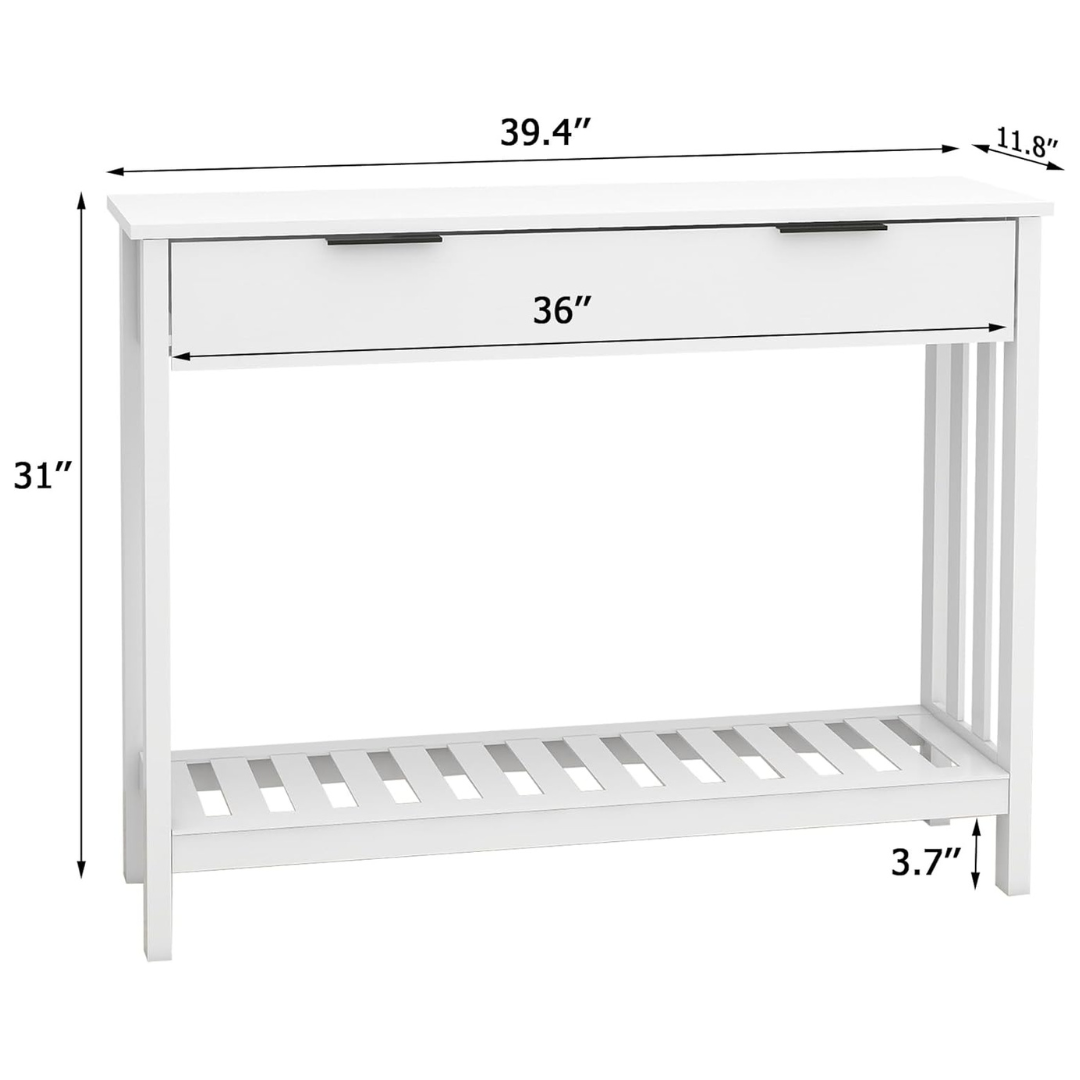 Narrow Entryway Console Table w/ Drawer Storage
