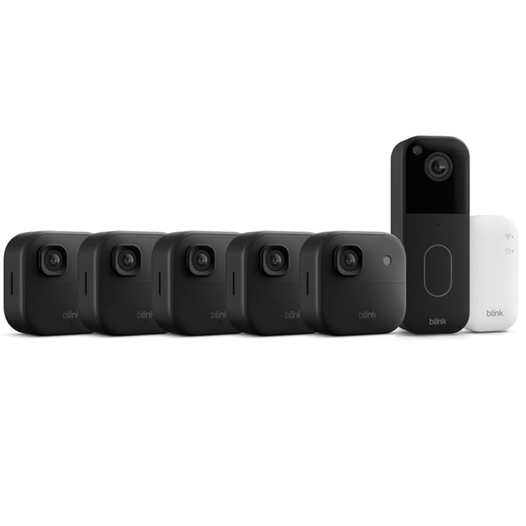Blink Outdoor 2K+ 5 Cameras System w/Sync Module Core and Video Doorbell