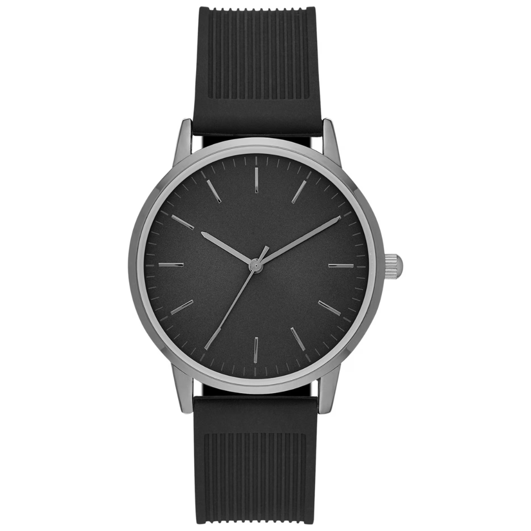 40MM GEORGE Men's Quartz Watch (Black Dial / Silicone Strap)
