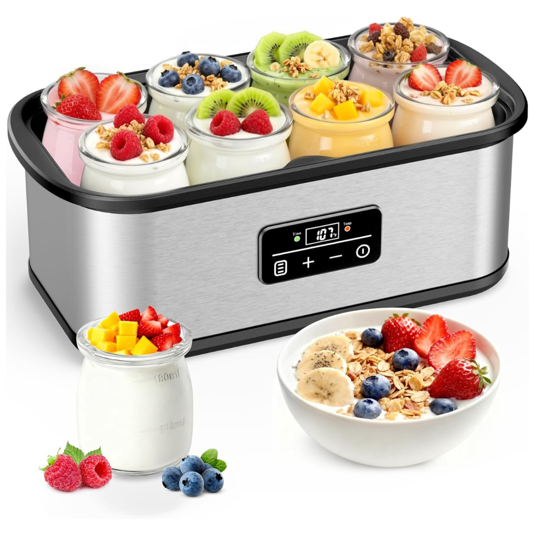 Yogurt Automatic Maker w/ Auto Shut-Off & Adjustable Time & Temperature Control