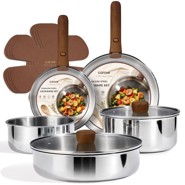 13-Piece CAROTE Stainless Steel Cookware Set (2 Colors)