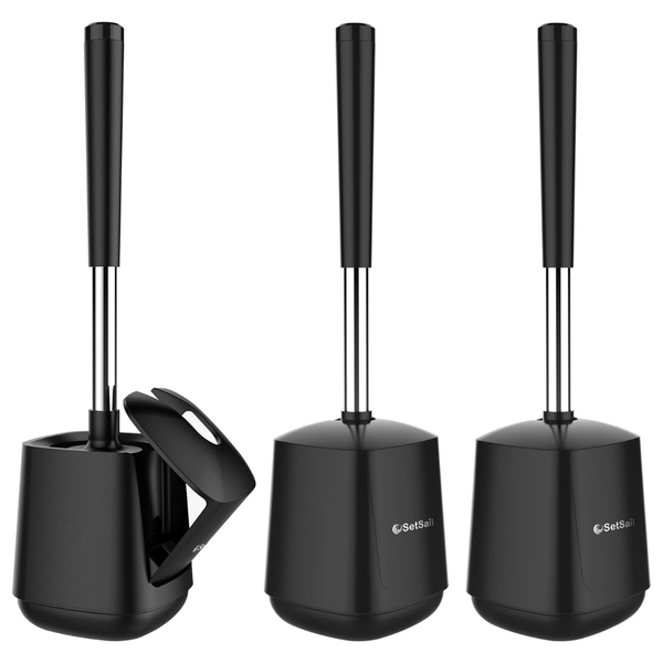 3-Pack SetSail Toilet Brush & Holder With Self Closing Lid