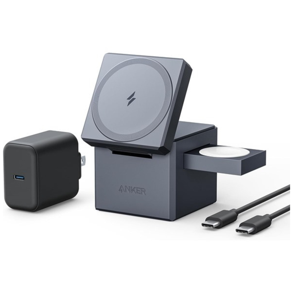 Anker 15W 3-in-1 MagSafe Wireless Charging Cube W/ 30W USB-C Charger