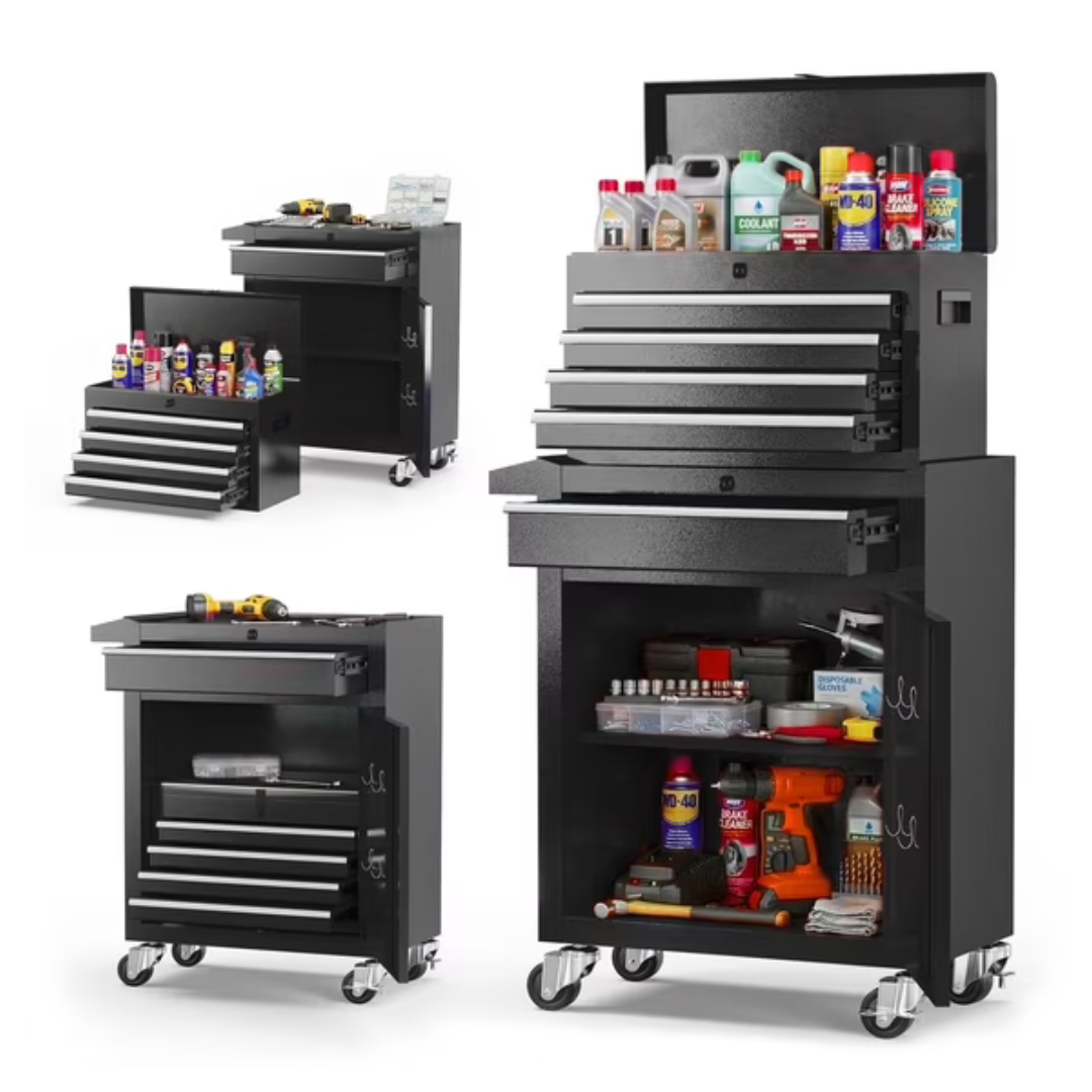 5-Drawer Rolling Tool Storage Cabinet With Detachable Top Tool Box