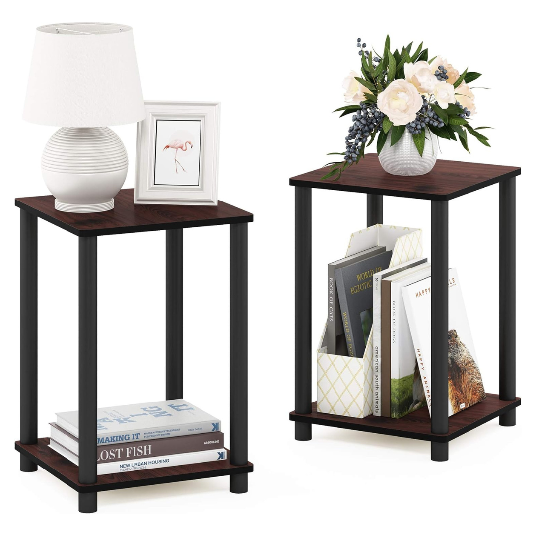 2-Pack Furinno Turn-N-Tube 2-Tier Corner End Table
