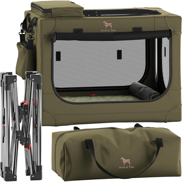 Noah & Paw 26" Collapsible Dog Crate With Pet Mat & Carry Bag (3 Colors)
